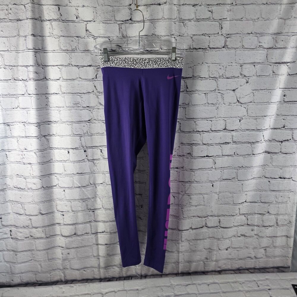 Nike Pro Dri- Fit Women’s Small Purple  HyperWarm JUST DO IT Training Tights